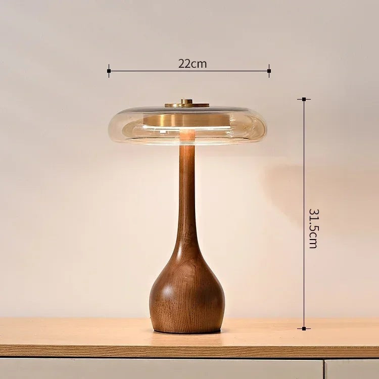Lampe de Chevet Pied en Bois